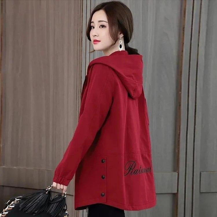 Large Size Hooded Trench Coat Jacket Women Autumn Spring Medium Long Jacket