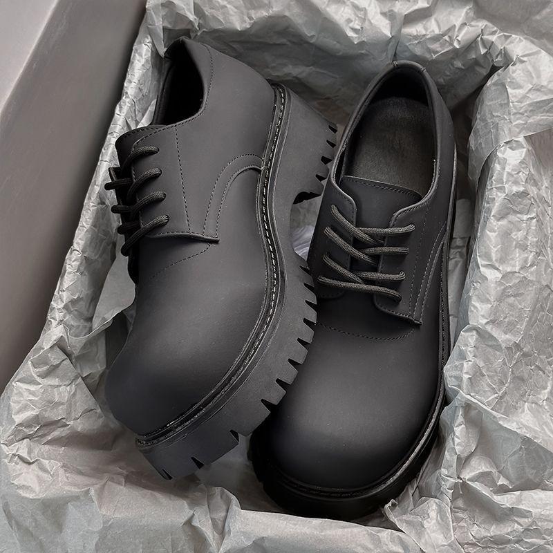 

Мужская кожаная обувь черная толстая подошва круглый носок платформа мужская повседневная обувь дерби воловья кожа классическая оригинальная законный дизайнерская искусственная кожа 44