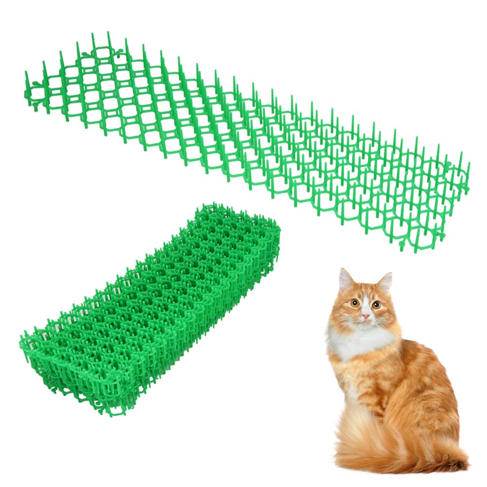 

Комплект с шипами для защиты от бродячих кошек Предотвращает Уничтожает Цветы и Оставляет Фекалии Лист 495 мм x 140 мм, Коврик, 12, Вторжения, Клумбы, Повреждения, зелёный