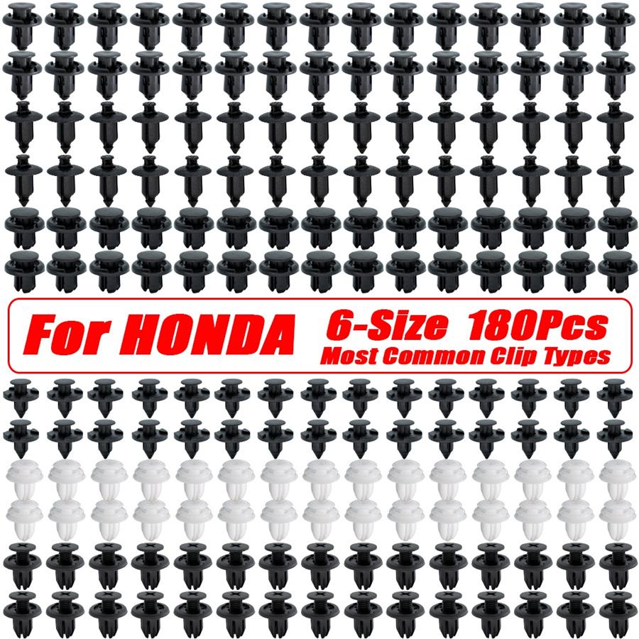 180 Pcs 6 Kinds Plastic Retainer Fasteners Push Rivet For Honda Trim Panel Clips