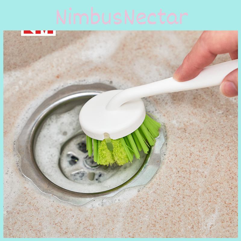Japanese Inspired Long Handle Pp Kitchen Brush For Pots Dishes And Countertop Cleaning