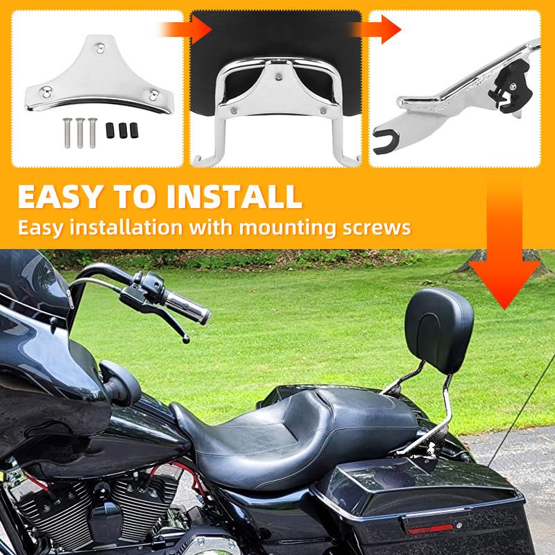 Motorcycle Chrome Detachable Passenger Backrest Rear Sissy Bar For Harley Touring Street Glide Road King Glide 2009-2023