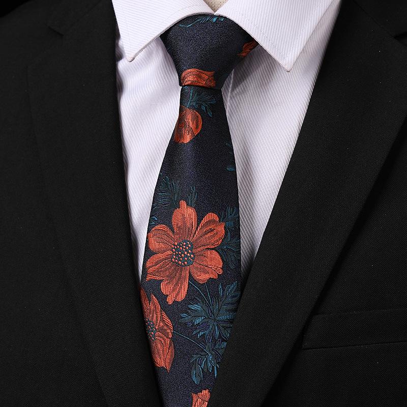 Fashion Versatile Casual Men And Women Retro Hong Kong Style Business Dress Groom Wedding Korean Version 8Cm Hand-Patterned Tie