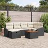 Garden Sofa Set with Cushions 7 pcs Black Poly Rattan