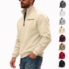 Herren Übergröße Fleecegefüttert Halber Reißverschluss Stehkragen Locker Einfarbig Lässig Pullover Sweatshirt