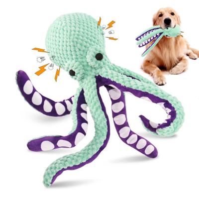 Giocattolo Morso Cane Polpo Squeaky Peluche Giocattolo per Animali Morbido Polpo Ripieno Giocattolo da Tirare per Cani Forti