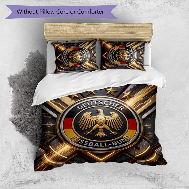 Germany Football Printed Bedding 3 Piece Set Cozy Breathable Bed Cover Set As Housewarming Holiday Gift