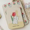 Desktop Makeup Mirror Floral Pu Leather Simple Portable Handheld Makeup Mirror Foldable Student Compact Cute Pocket Mirror