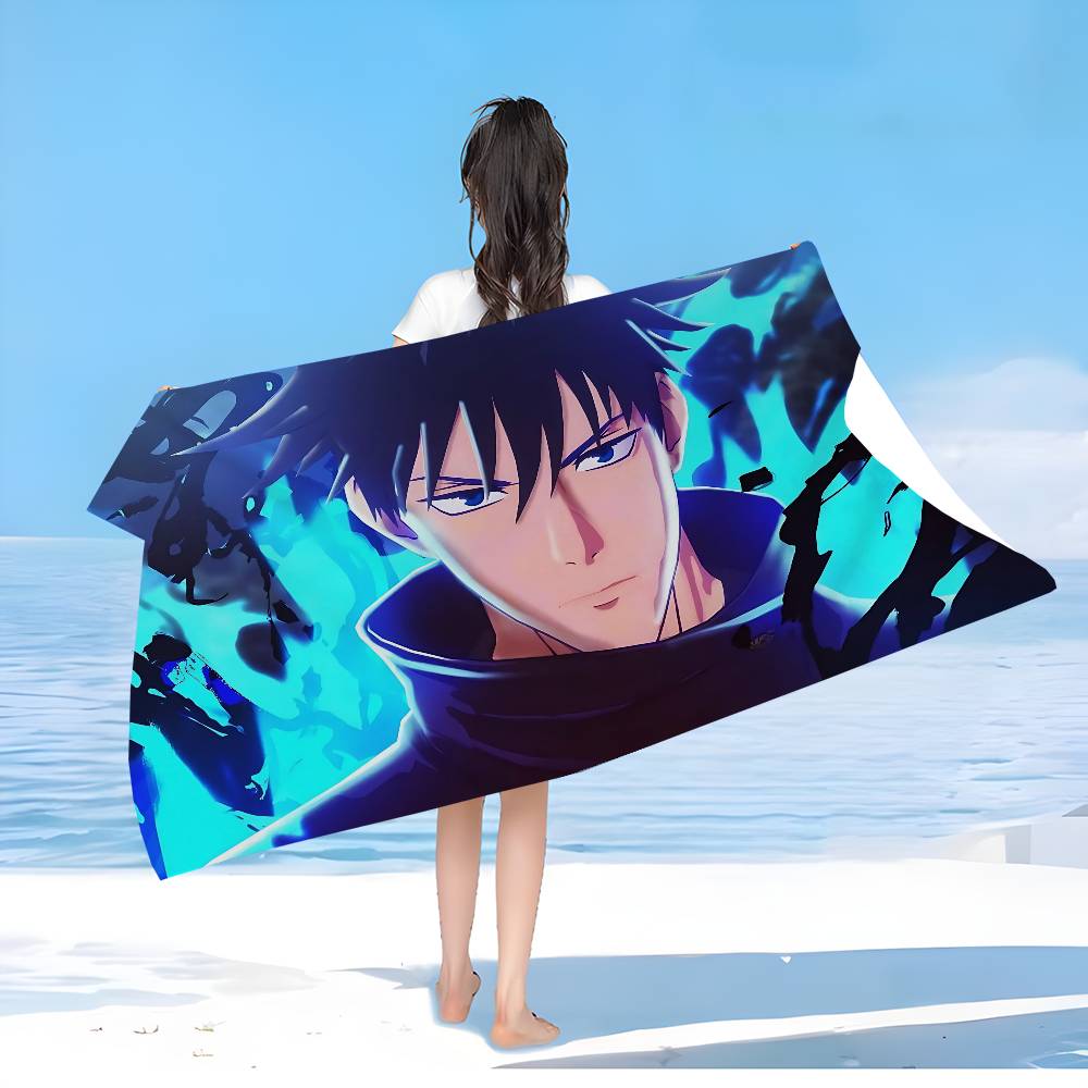 Jujutsu Kaisen Fushiguro Megumi Anime Beach Swimming Towel Soft Absorbent Washcloth Children's Gifts for Kids Travel Camping Gym