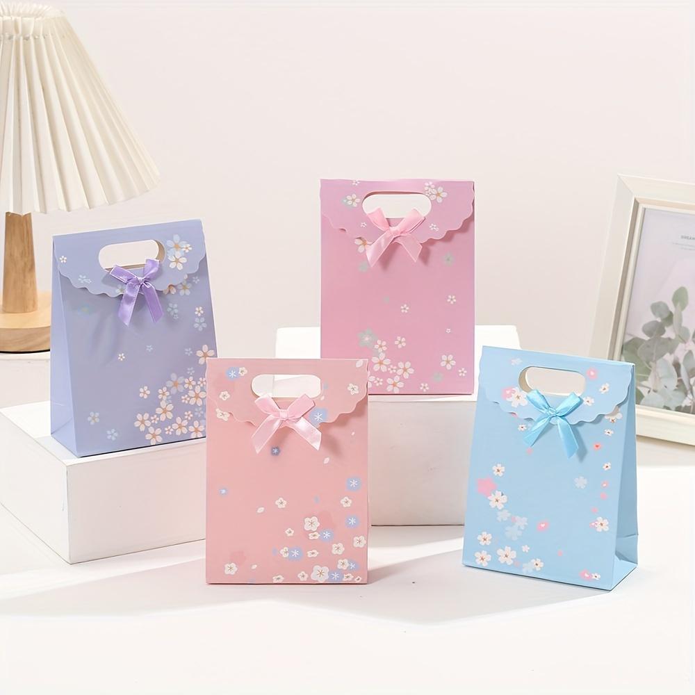 12pcs Cute Flower Party Favor Bags Paper Candy Goodie Bag for Themed Birthday Baby Shower Party Supplies Shopping Bag Party Bag Party Gift Tote Bag