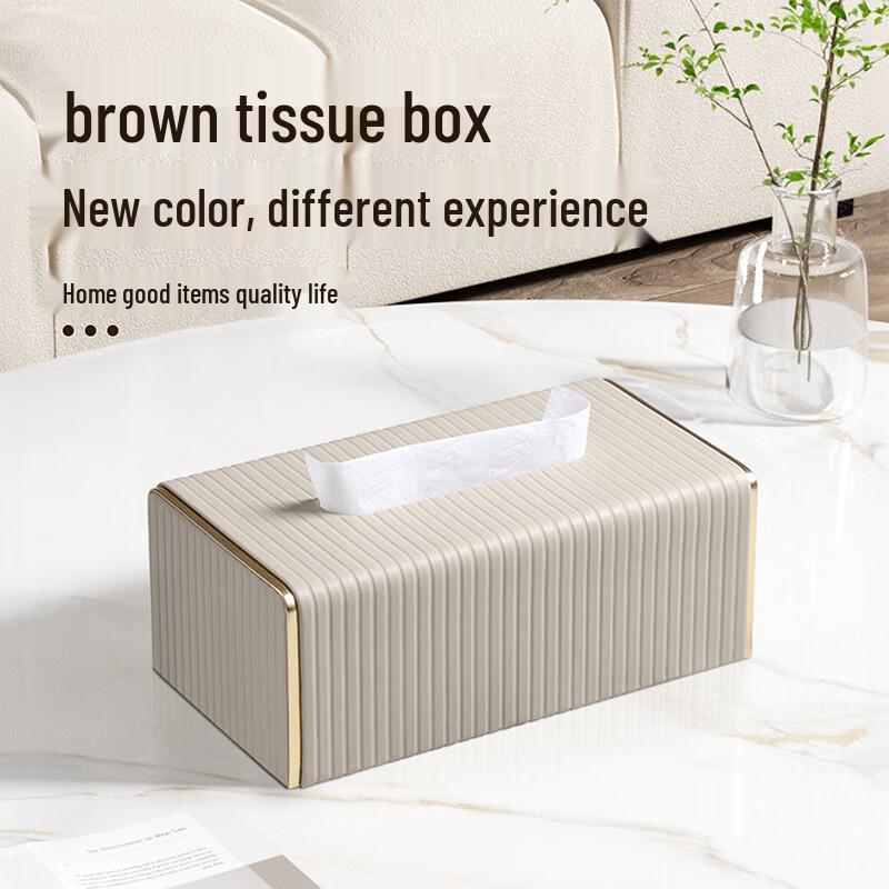 Datu Italian Stripe Leather Tissue Box