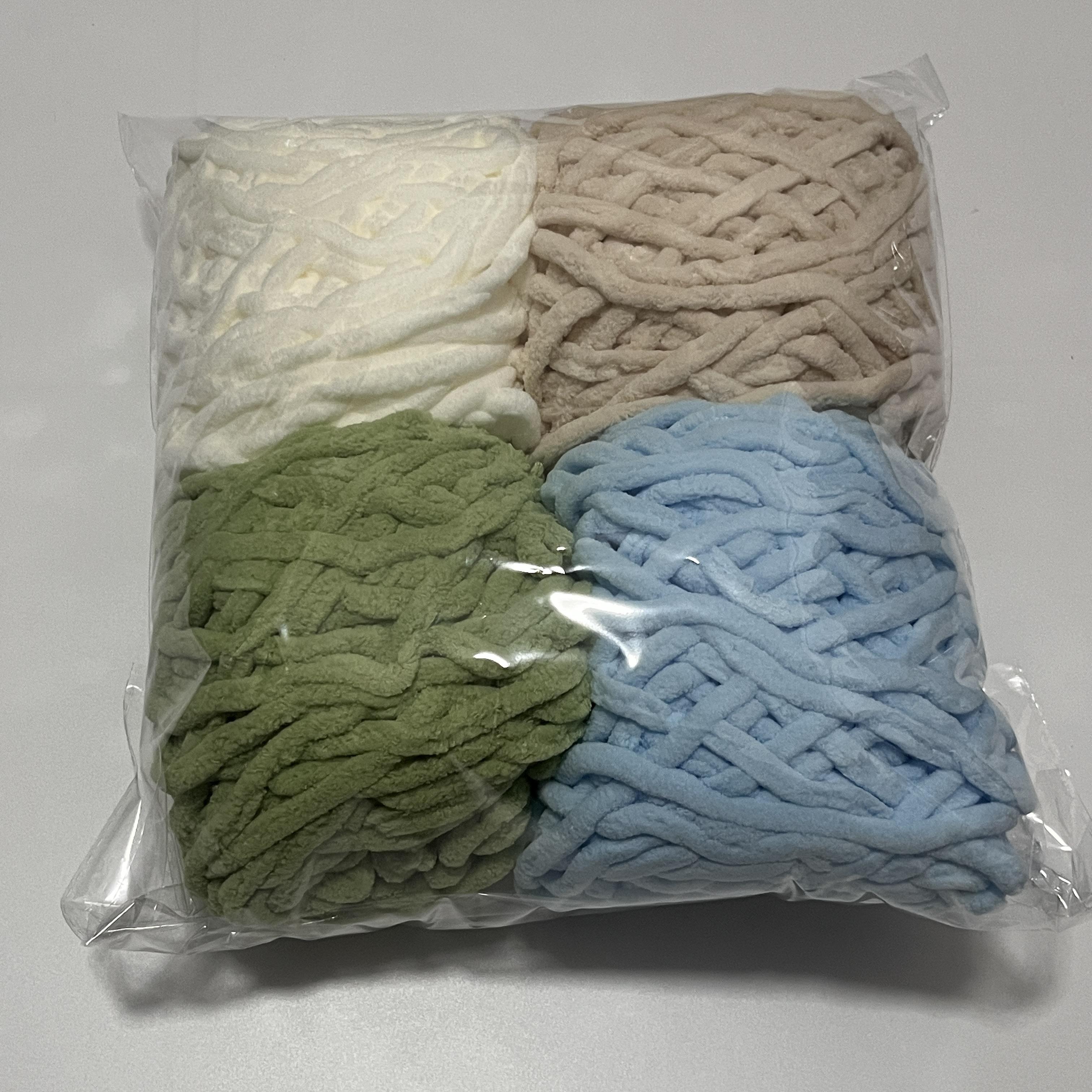 

Набор из 4 мотков пряжи-ленты для льда 400 г, смешанный цвет, шенил, набор для вязания, сделай сам, шерстяная пряжа для шарфа, одеяла, тапочек ручной работы, толстая нить