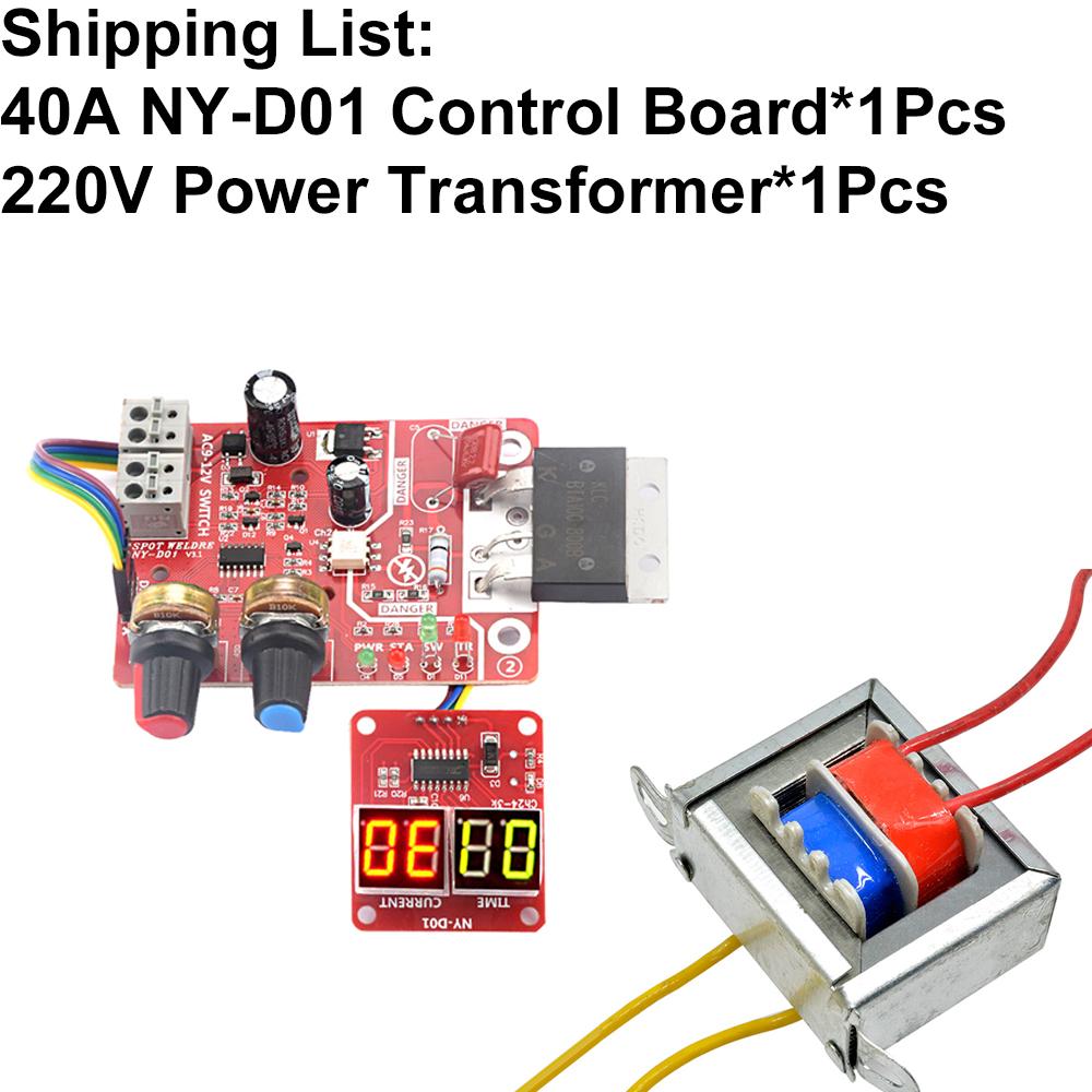 100A/40A Punktschweißgerät Steuerplatine Zeit&Strom Regelungsanzeige Schweißer AC 110V 220V auf 9V Transformator Controller Platine