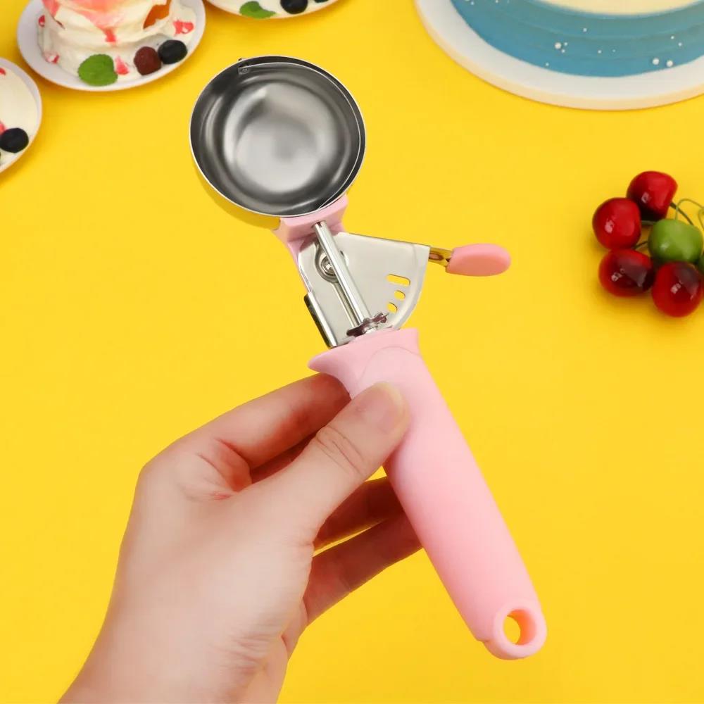 Ice Cream Scoop with Trigger Fruit Scoop with Comfort Grip Handle Stainless Steel Ice Cream Scoop for Home Ice Cream Tool 6