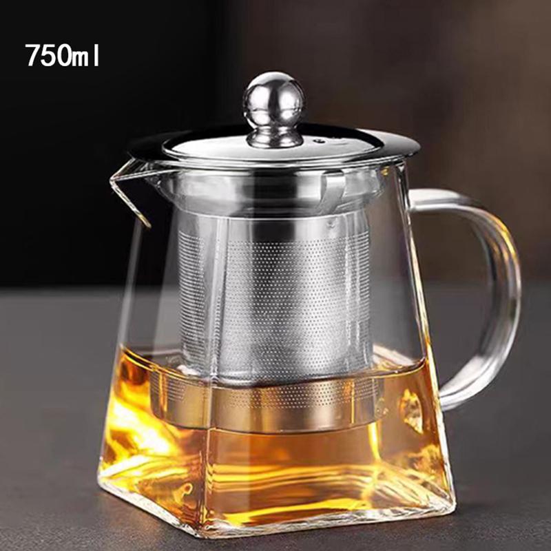 Glass Teapot High Temperature Resistant Thickened Stainless Steel Filter Anti-Scalding Teapot Household Teapot Kung Fu Tea Set