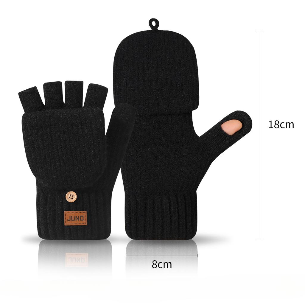 Høst Vinter Fortykket Fingerløse Hansker Fleecefôret Strikket Kuldebestandig Varm Halvfinger Skrive Ullhansker