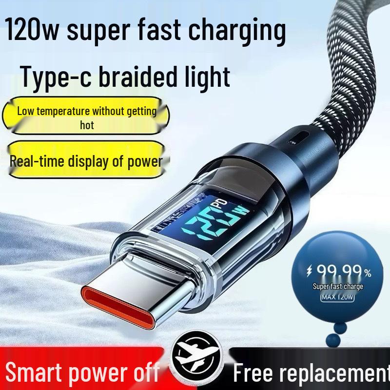 120W USB-C Super Fast Charging Cable for Apple, Huawei, Honor, Xiaomi