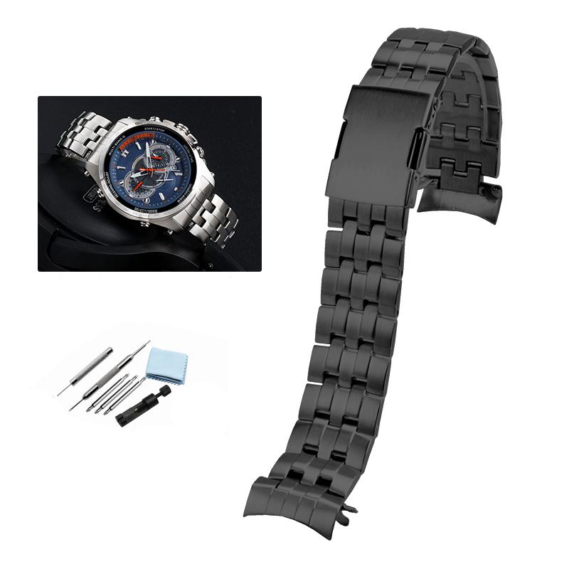 Casio EDIFICE Serisi EQW-M710 Erkek Hassas Paslanmaz Çelik Saat Zinciri Kavisli Uç Ağız Metal Saat Bileziği Kayışı 22mm