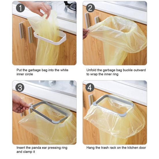 Garbage Bag Hanger Space-Saving Door Back Design Good Load Capacity Stable Shelf Rubbish Bag Rack for Kitchen