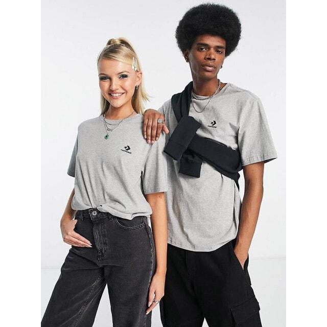 

Серая футболка унисекс с узором шеврон и звездами Converse