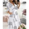 Abiti casual da donna, moda estate primavera, manica lunga, collo a polo, vita media