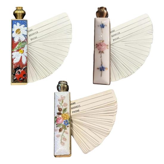 1/2/3Pcs Enamel Flower Brass Phone Book Handmade Vintage Chinese Style Mini Pocket Portable Floral Phone Directory Address Book Collectible Decoration