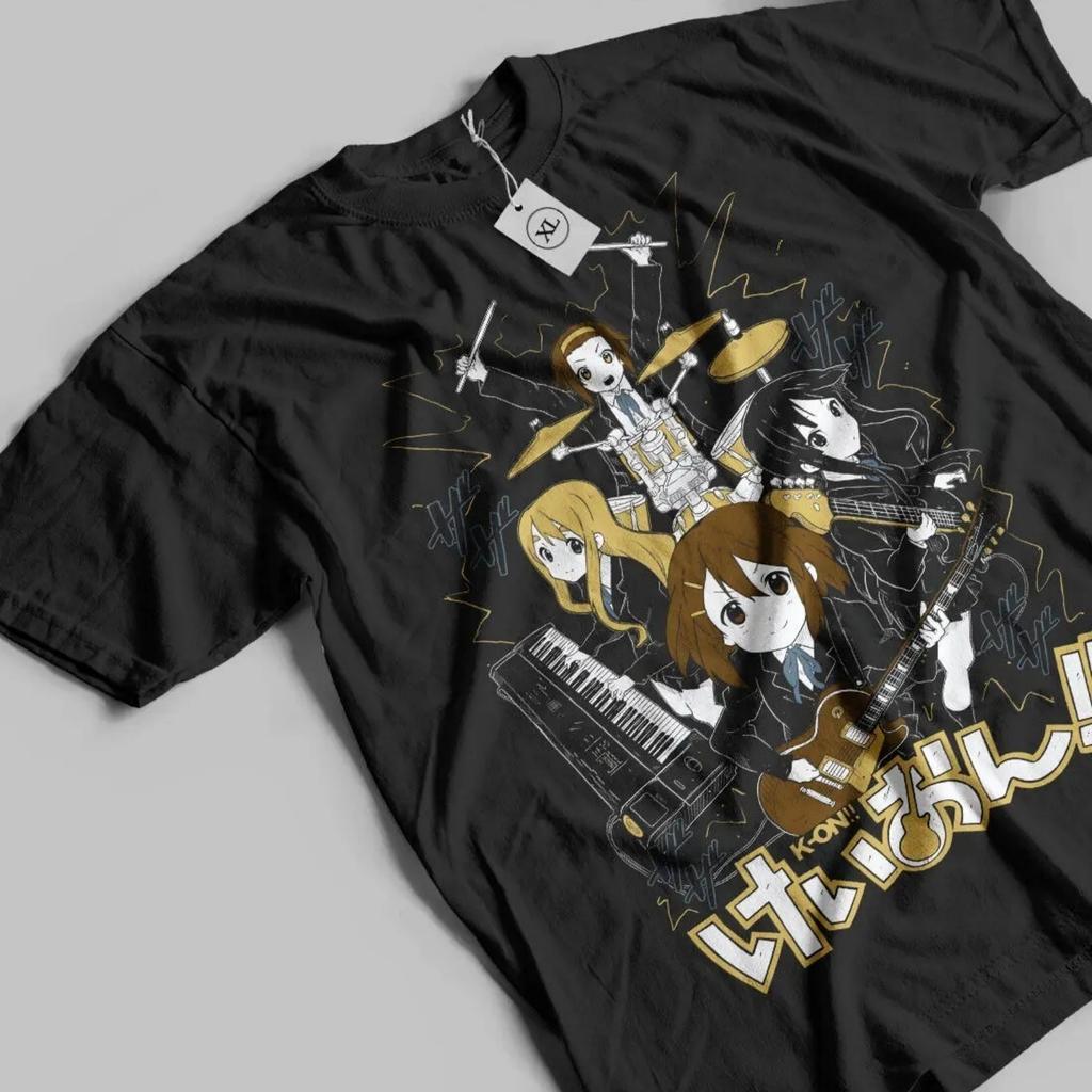 T-shirt K-On Giappone Anime Cartone Animato Serie Musicale Unisex Regalo T-shirt Nera Taglia