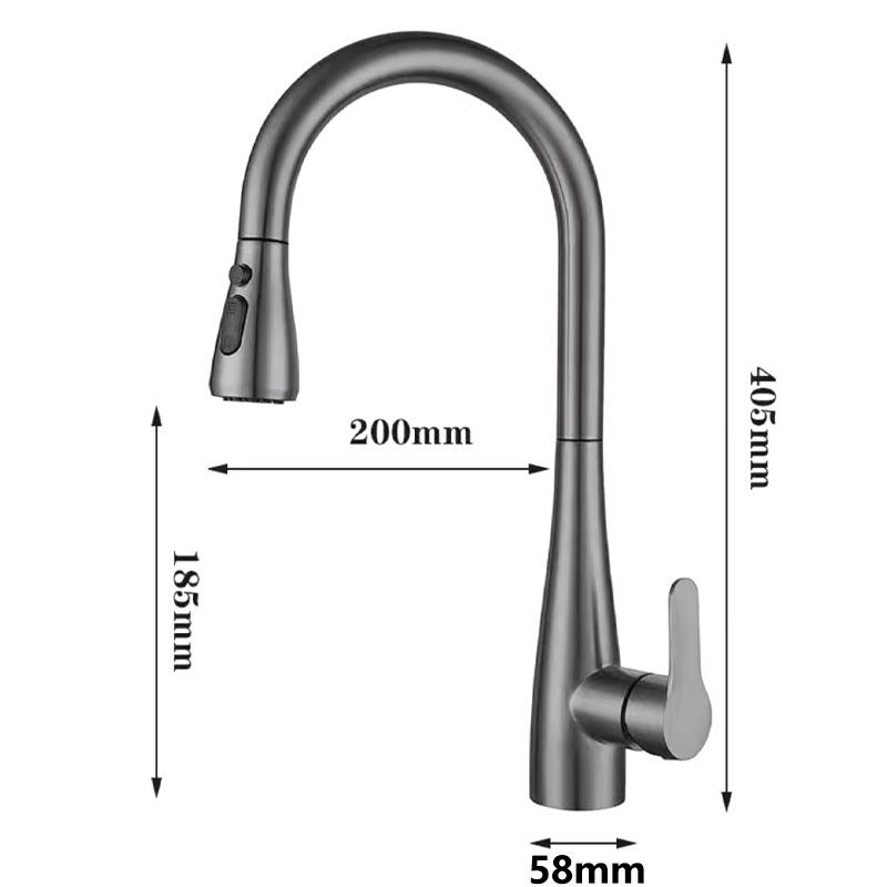 Stainless Steel Telescopic Swan Neck Faucet, Universal Rotation, Hot/Cold Compatible.