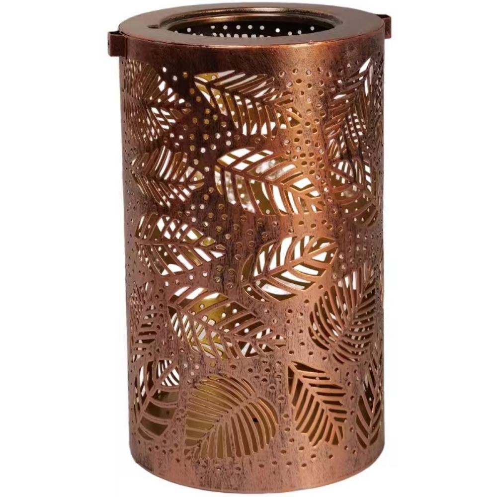 Solar Iron Lamp Outdoor Landscape Decoration Villa Balcony Garden Courtyard Hollow Leaf Projection Lantern Outdoor Iron Hanging Pastoral Lamp