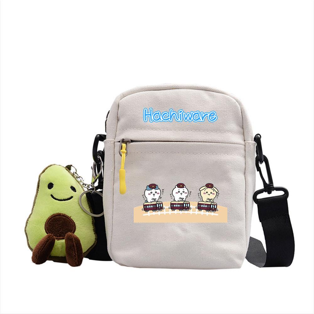 Chiikawa Cartoon Canvas Square Shoulder Bag With Inner Pouch For Casual Outings