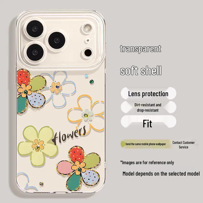 

Transparent Flower Phone Case with Lanyard for iPhone 11-17, Soft Premium Feel, Spring Design. iPhone 17 Pro Max