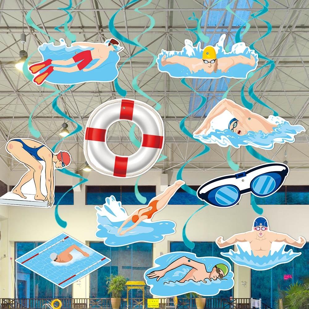 Swimming Summer Themed Birthday Party Activity Decoration Spiral Pendant