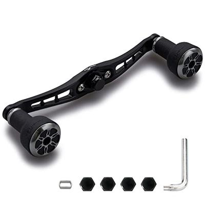 HEIGHTEN 120/92mm Baitcasting Reel Handle with 24mm TPE Knob, Compatible with Shimano, Daiwa, and Abu Garcia Baitcasting Reels (120mm - Black & Gunmet