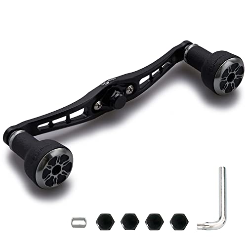 

HEIGHTEN 120/92mm Baitcasting Reel Handle with 24mm TPE Knob, Compatible with Shimano, Daiwa, and Abu Garcia Baitcasting Reels (120mm - Black & Gunmet