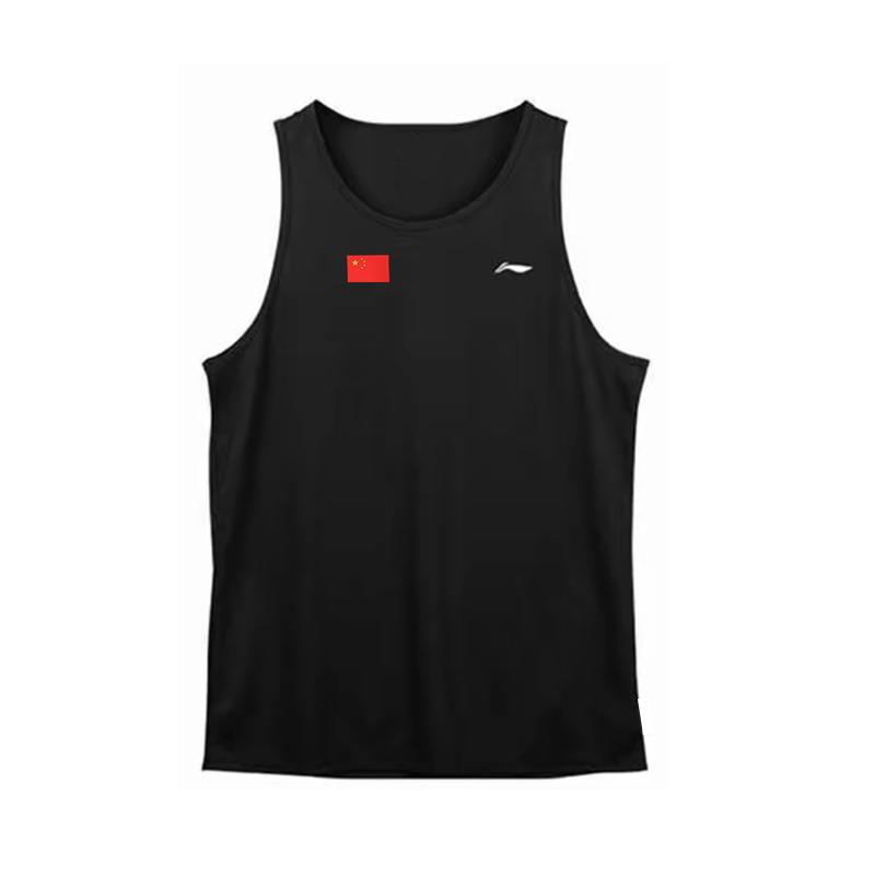 Li Ning Mens Quick-Dry Sports Fitness Running Training American Ice Silk Sleeveless T-Shirt Men tops Black LWTV012+GUOQITIE