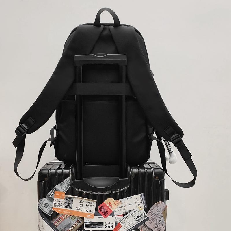 Male Solid Color Backpack Female Large Capacity Student Schoolbag