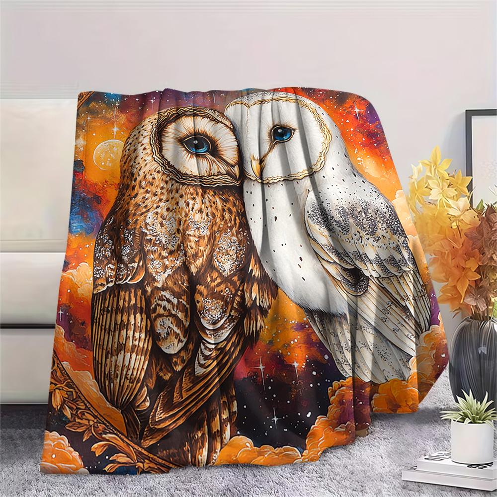 

Owl Print Flannel Blanket, High quality Comfortable for All Seasons, Home Decor, Warmth and Comfort, Perfect for Christmas Gifts 80cm x 120cm