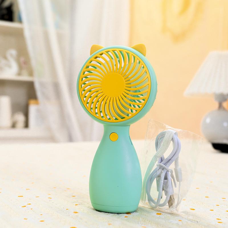 

Mini Portable Handheld Cat Ear Usb Rechargeable Fan With Three Adjustable Strong Wind Modes зелений