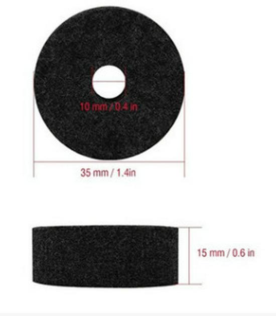 Drum Set Cymbal Felt Pads, 10-Pack (Gray/Black) - Musical Instrument Accessories