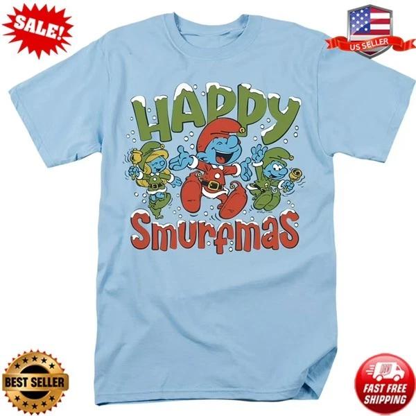 Smurfs Christmas, Happy Smurfmas Unisex Adult T-Shirt Christmas Gifts S-5XL L