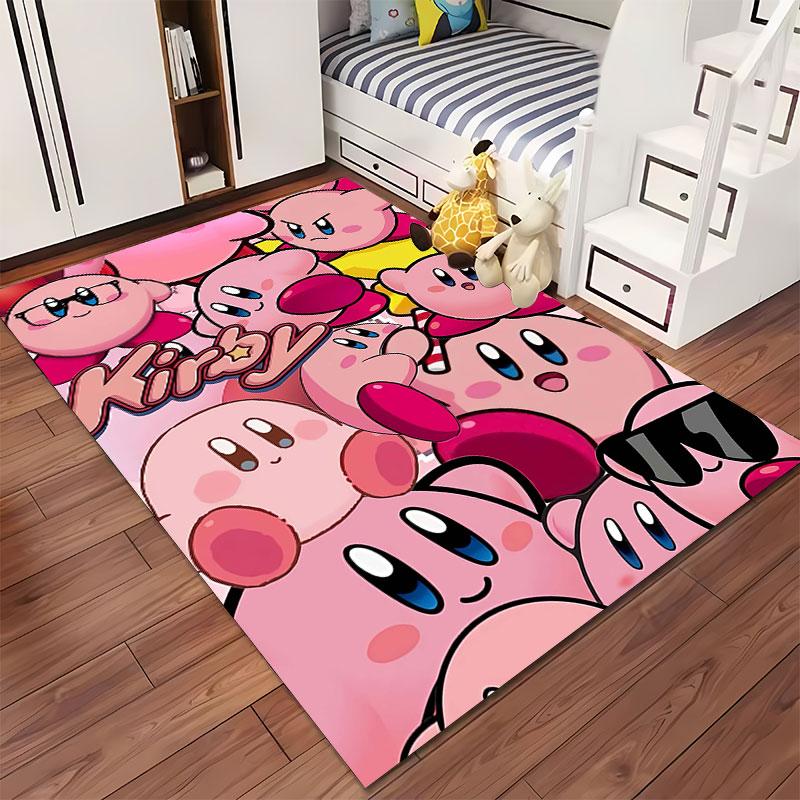 Rosa Kirby Cartoon Collage Teppich geeignet als rutschfeste Matte für das Wohnzimmer oder Schlafzimmer Sofa