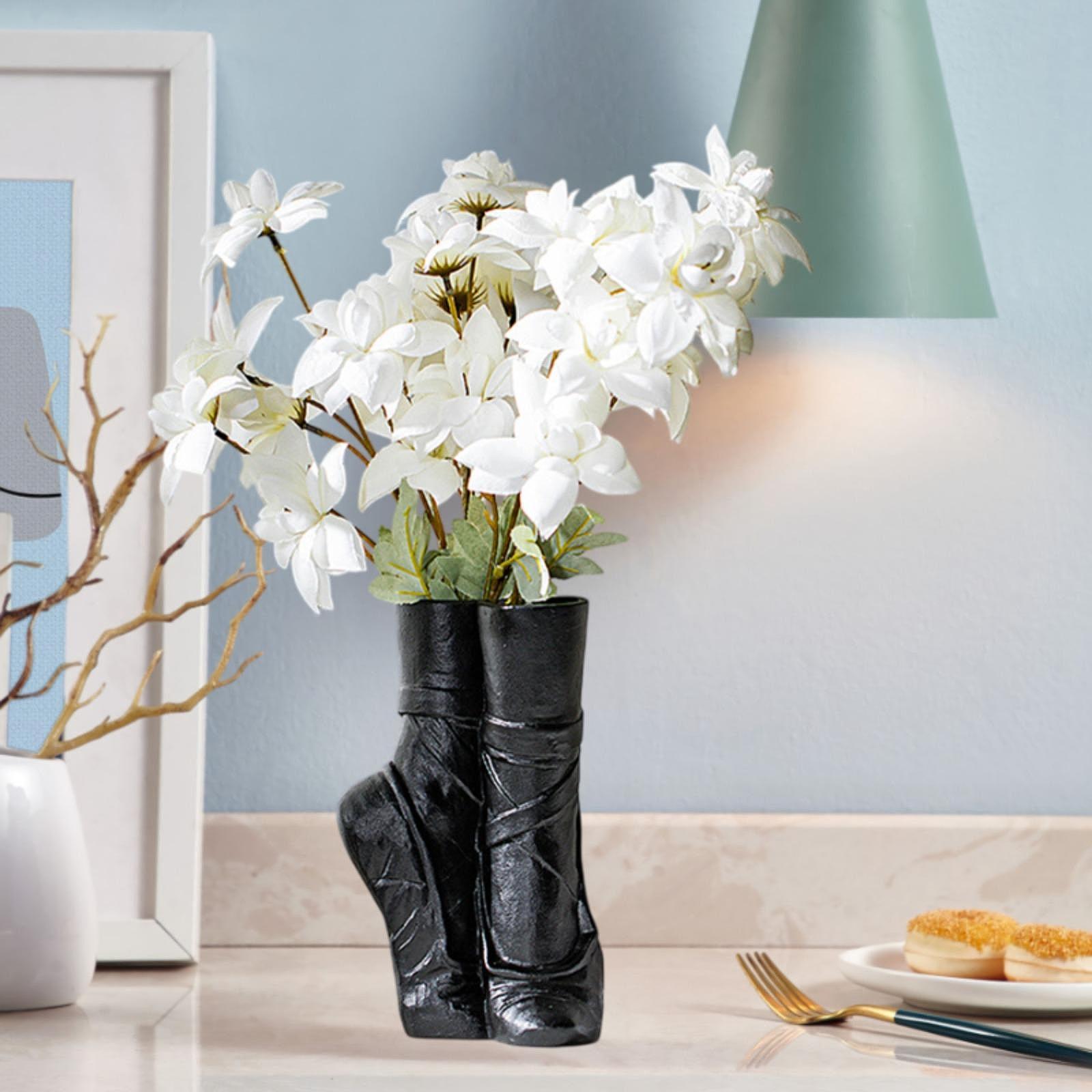 Ballet Shoe Shaped Flower Vase,Art Ceramic Vase Decorative Vase Indoor Ornament Hydroponic Vase Propagation Vase for Entryway