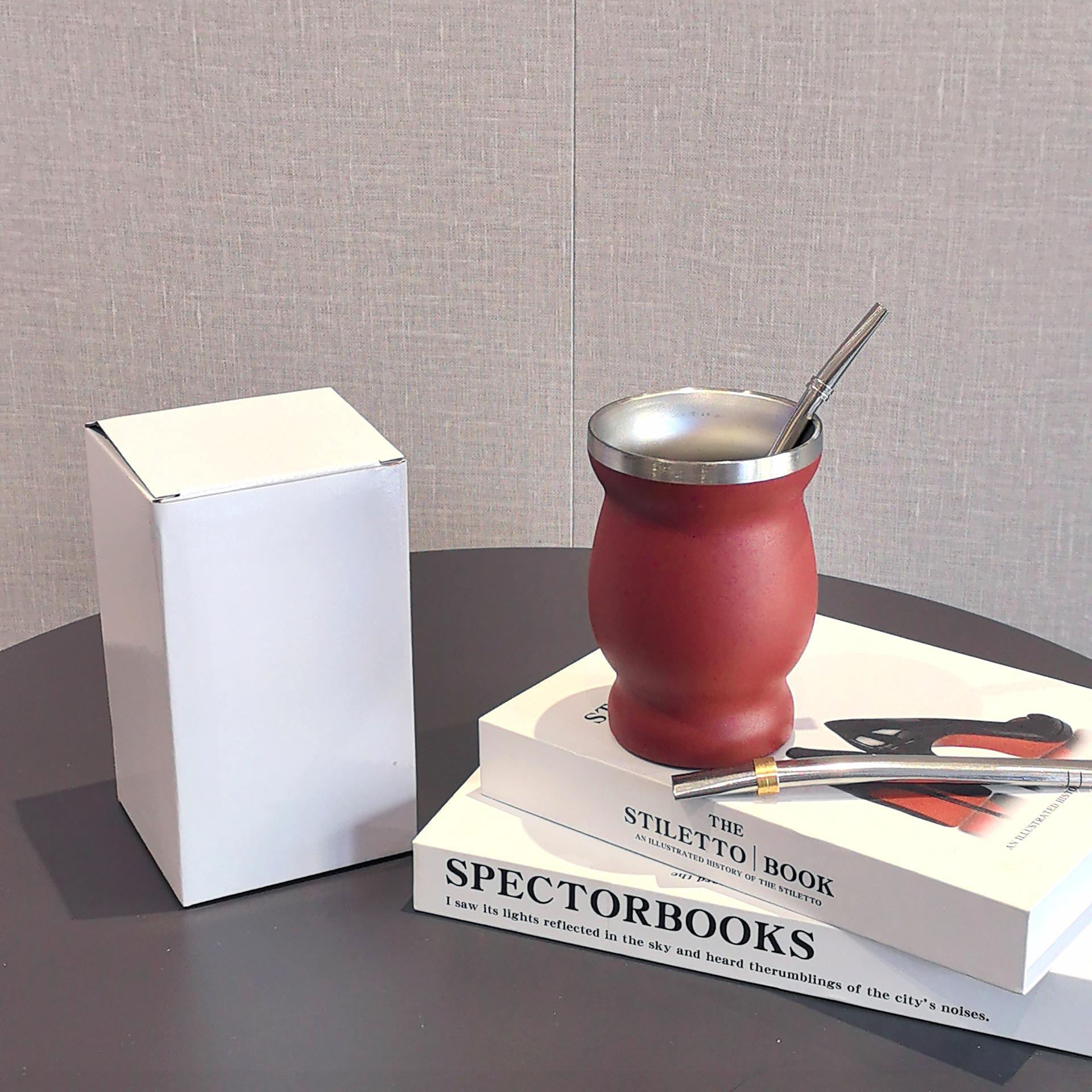

Argentina Stainless Steel 8oz Mate Cup Set with Straw, Brush, and Filter Spoon 8oz/240ml No Spoon