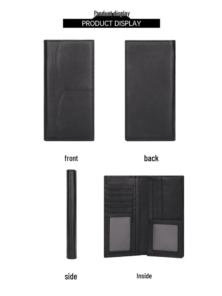 Jiameda Nappa Leather RFID Men's Long Wallet with Zipper and Anti-magnetic Card Slots