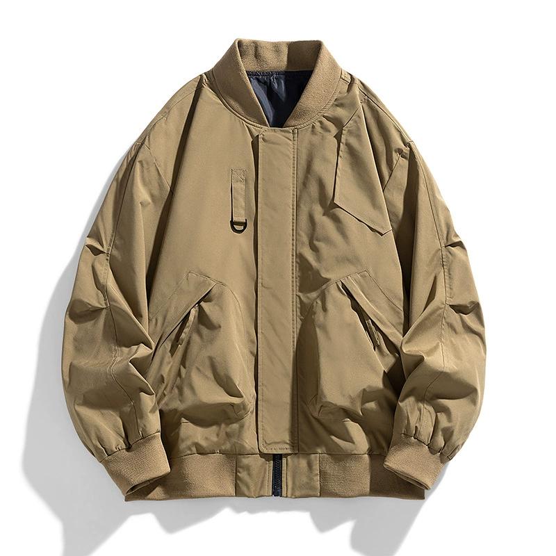 Men's Spring and Autumn Thin Plus Size Solid Color Zipper Casual and Comfortable Workwear Jacket
