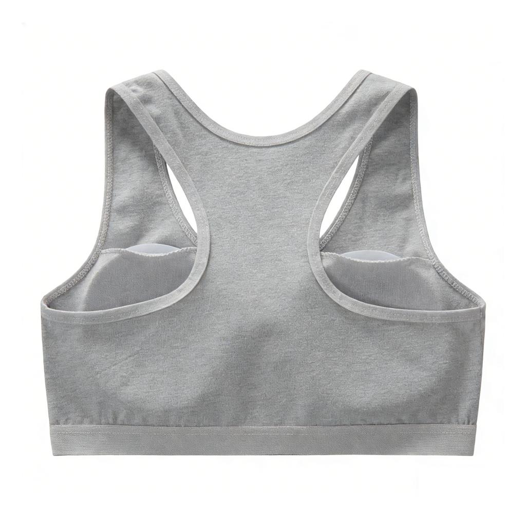 Adjustable Shoulder Strap Sports Bra For Girls (10-14 Years Old) With Fixed Cup