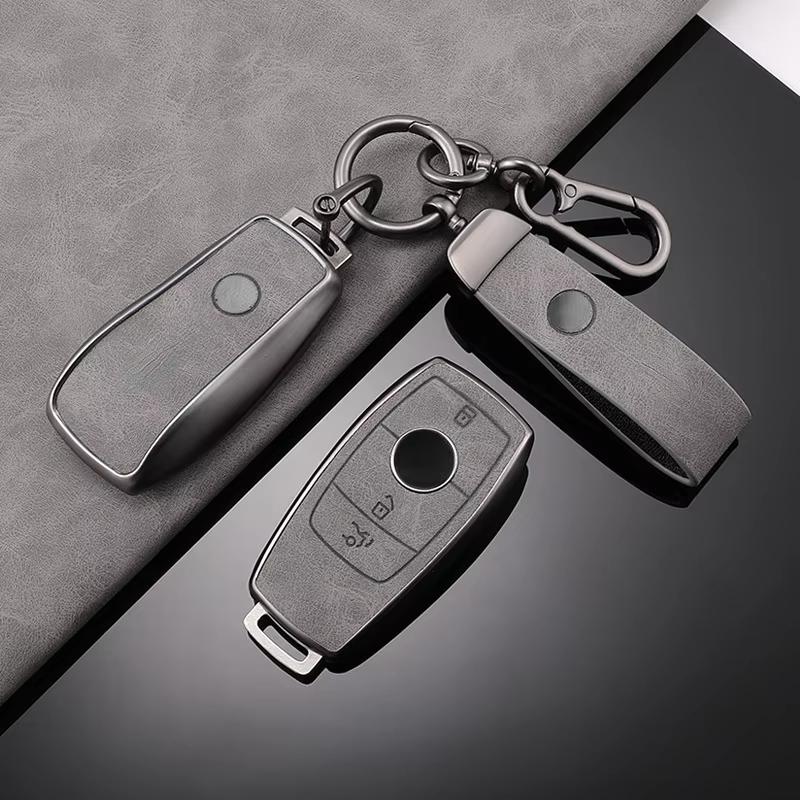 For Mercedes-Benz TPU Car Key Cover E-Class/Class E300L/C260L/A200L Car Key Decorative Leather Pattern All-Pack Protective Case
