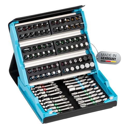

HAZET 2200SC-3 Bit Set, HAZET Blue, 96-piece set, 1/4 inch (6.3mm), Smart Case, Magnetic Closure, Foldable Storage, Includes Phillips/Slotted/Pozidriv