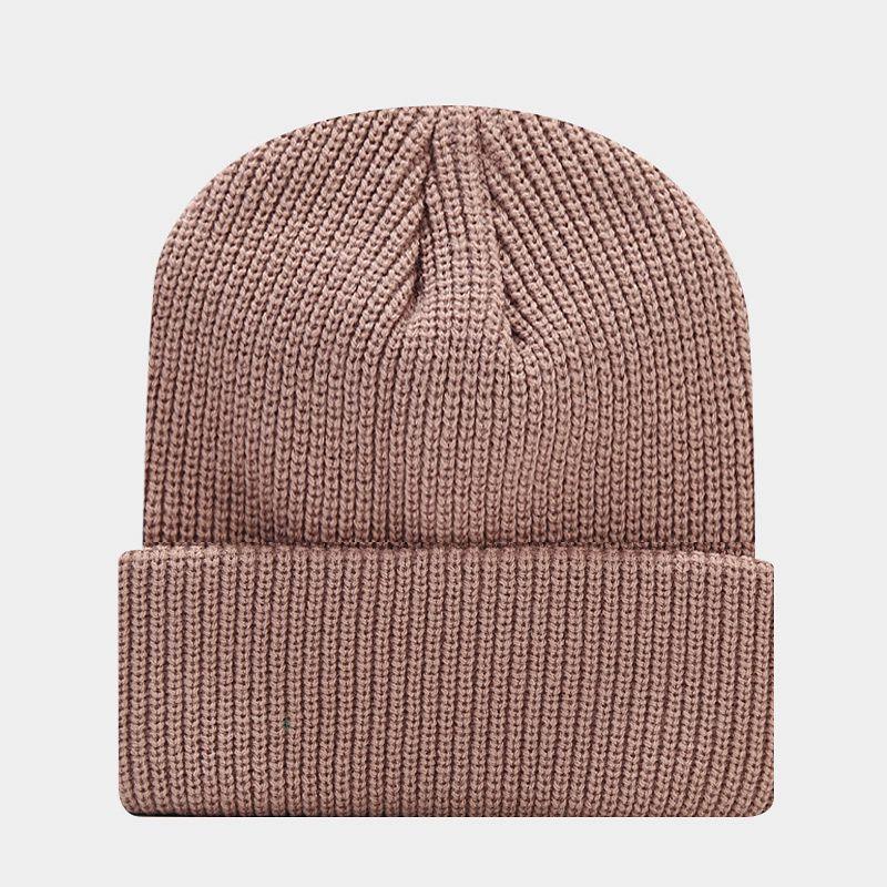 

Новая осенне-зимняя утолщенная вязаная шапка-слиток, универсальная куполообразная гофрированная модная однотонная шерстяная шапка-пуловер M（56-58cm） темные хаки