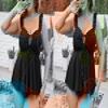 Women's Plus Size Two-Piece Tummy Control Swimsuit with Shorts